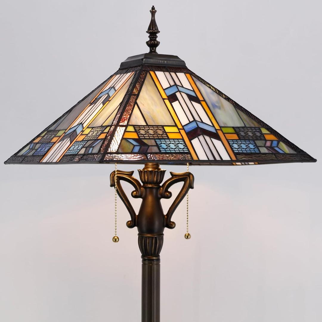 Tiffany Floor Lamp Stained Glass Mission Style 16X16X64 Inch