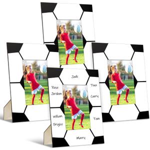 6 Pcs 8'' x 10'' Soccer Picture Frame Wooden Senior Night Photo Frames Gifts Sport Pattern Decor for Tabletop Display Home Hotel Office Decoration, Fits Display 4'' x 6'' Photos