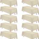 BRILLMAX 10 Pack Beige Tablecloths 70 x 120 Inch for 6ft or 8ft Rectangle Tables - Rectangular Bulk Linen Polyester Fabric Washable Cloth Cover for Wedding Reception Banquet Birthday Party