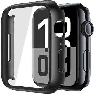 Misxi 2 Pack Tempered Glass Case Compatible for Apple Watch Series 11 (2025) Series 10 46mm, Screen Protector Cover for iWatch, Black