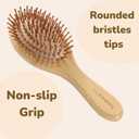 3 x LLmoway Natural Bamboo Hair Brush for Hair Growth Bristles Detangling Wooden Paddle Hair Brush for Massaging Scalp All Hair Types Women Men Kids Ergonomic Handle Oval Regular