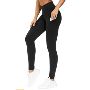 THE GYM PEOPLE Thick High Waist Yoga Pants with Pockets, Tummy Control Workout Running Yoga Leggings for Women, Size L