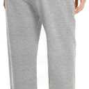 Auriviz Widen Waistband Sweat Pants for Women Exposed Pockets Lounge Sweatpants Straight Leg Pants 29 Inseam (Gray, S)