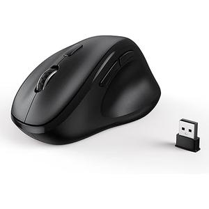 Ergonomic Wireless Mouse with USB Receiver for PC Computer, Laptop and Desktop, Ergo Mouse Vertical with Silent Clicks Long Battery Life, Up to 1600 DPI & 1 AA Battery Powered, Black