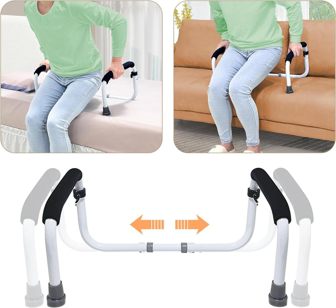Stand Assist Mobility & Daily Living Aids Bed Rail Cane Chair Assist for Elderly Lift Assist Devices for Seniors, Handicap Grab Bar for Disabled Couch Safety Handle(Width Adjustable) (White)