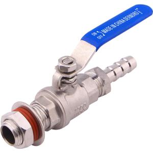 DERNORD 1/2 Inch Stainless Steel Ball Valve Weldless Bulkhead For Home Brew Kettle (1/2 NPT to 1/2 Barb Hose)
