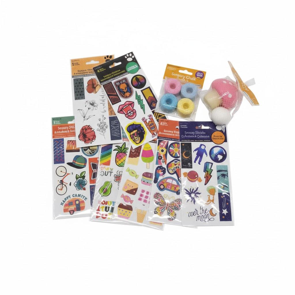 2 Set Squishy Pink and Purple Mushroom Fidget toys, 7 Pack Fidget stickers