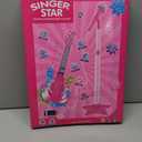 Guitar and Microphone Play Set for Girls, Karaoke Machine with Music & Light, Microphone Toys with Stand,Adjustable Height Guitar Toys for Kids,Toddlers,Child(Red)