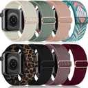 8 Pack Strap Compatible with Apple Watch Straps 40mm 38mm 41mm Men Women, Nylon Adjustable Stretchy Replacement Sport Band Compatible with iWatch Series 8 7 6 5 4 3 2 1 SE