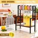 2PCS 1.5 Gallon Drink Dispenser - Glass Beverage Dispenser With Wood Stand and Leakproof Stainless Steel Spigot, Large Drink Dispenser for Parties, Lemonade, Iced Tea, Laundry Detergent Container