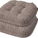 Shinnwa Dining Chair Cushions Set of 2, Dual-Layer Memory Foam Kitchen Chair Cushions, Patented Design Seat Pads with Ties, 16.5 x 16.5 x 3.5in, 2 Pack, Light Brown