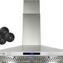 AKDY 30 in. Wall Mount Range Hood, 3-Speed Fan and LED Lights in Stainless Steel, Convertible Range Hood Ducted to Ductless with 2-Sets of Carbon Filters