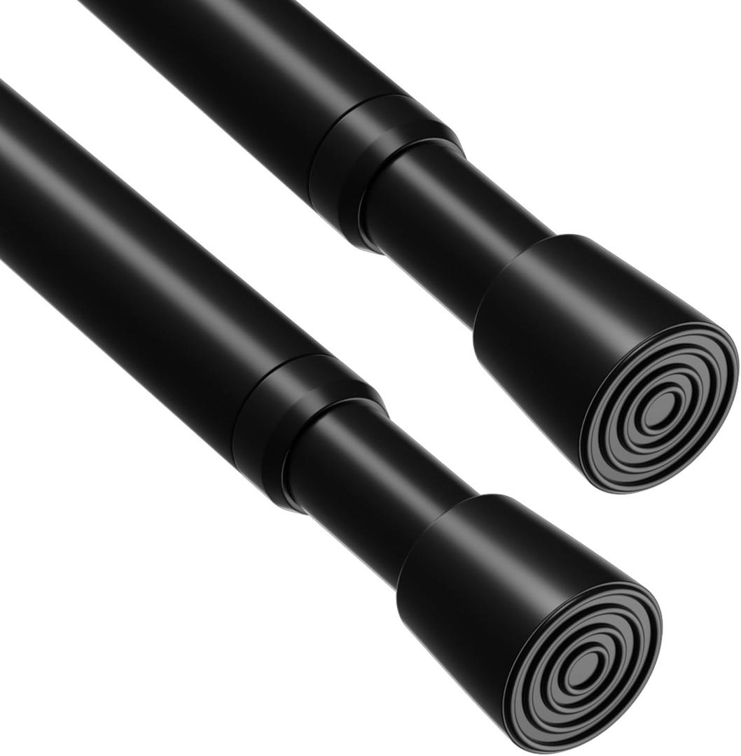 Curtain Rods for Windows, Black Adjustable Tension Curtain Rod No Drilling Spring Loaded Curtain Rods Tension Rods For Windows Bedroom Closet Doorway Door,2Pcs (32-58IN)