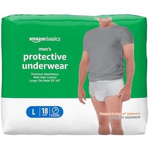 Amazon Basics Incontinence Underwear for Men, Maximum Absorbency, Large, 18 Count (Pack of 3)