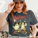 Magical Halloween Shirts for Women Funny Nightmare On Main Street Graphic Tees Spooky Season Casual Short Sleeve Fall Tops (Gray, XXL)