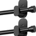 TONIAL Curtain Rods No Drilling for Windows from 54 to 82 Inches, 5/8 Inch 2 Pack Curtain Rod 32 to 86 inch with Adhesive Brackets, Renter Apartment Friendly Adjustable Drapery Rods, Black