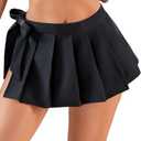 Avidlove Women Sexy Pleated Mini Skirt Role Play Solid Lingerie Skirts Black, Medium