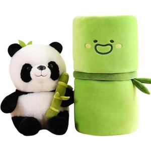 11.8 inches Cute Panda Stuffed Animals Plush Pillow Toys with Bamboo, Plushies Doll Gifts for Kids Girls Boys Birthday Valentine