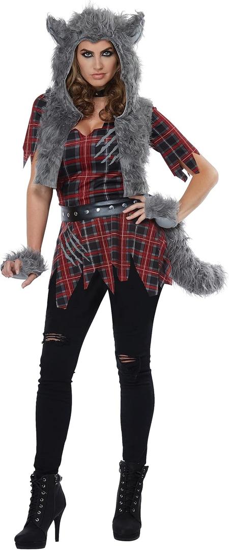 Womens She-Wolf Costume (Medium, Gray)