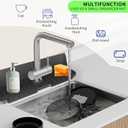 17 x 5.5 Silicone Faucet Handle Drip Catcher Tray Mat, Silicone Faucet Mat Dish Soap Sponge Holder for Kitchen Sink, Drying Mat for Kitchen Counter Bathroom Kitchen Sink Splash Guard - Black