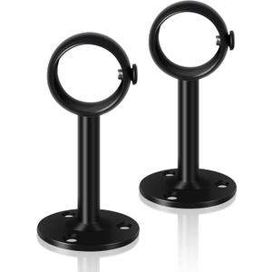 TOKPLNU Ceiling Curtain Rod Bracket, Heavy Duty Curtain Rod Holder Black Ceiling Curtain Rod Hooks Hangers Closet Flange Rod Brackets Holders for 1 1/4 Inch Drapery Pole, Set of 2