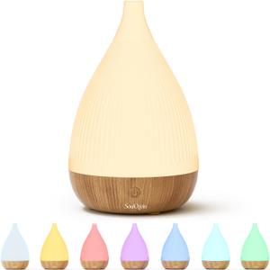Ultrasonic Essential Oil Diffuser, Home Fragrance Aroma Diffuser with Auto Shut-Off, 8-Color Night Light & Ultra-Quiet Operation, BPA-Free Portable Aromatherapy Humidifier for Home (Light) (Wood Grain (Light))