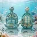 Sea Turtle Yoga Figurines – Zen Meditation Turtle Statues for Coastal Home Decor, Yoga Sea Turtles for Living Room, Bedroom, Bathroom, Zen Garden & Mindfulness Spaces