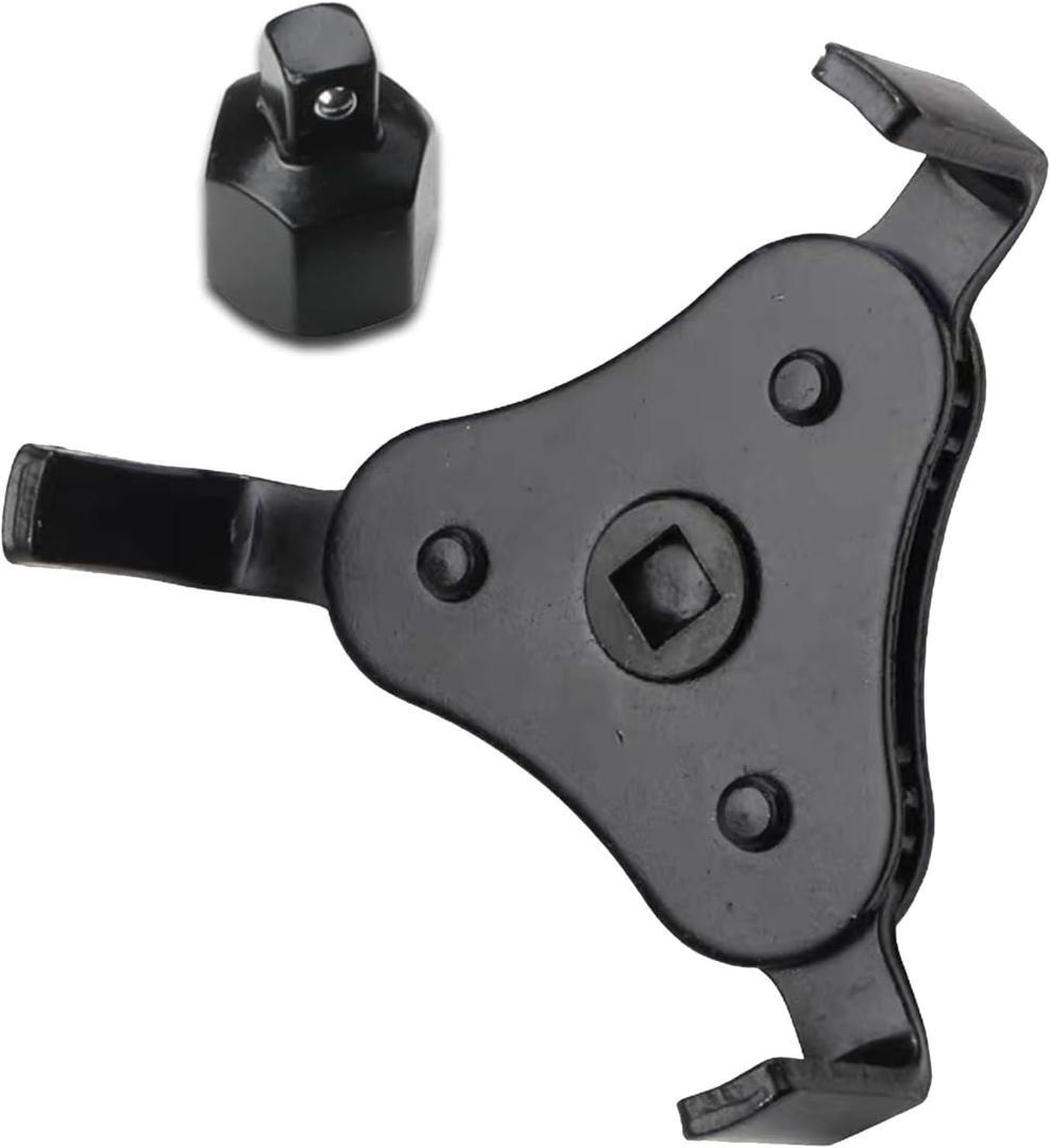cueclue 1 Pack Oil Filter Wrench, Adjustable 3 Jaw Oil Filter Wrench, Universal Oil Filter Removal Tool for 2"-4.2" Diameter Oil Filter (Black)