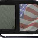 Horizontal RV Window, 21" W x 14" H, Black, Tempered Glass & Aluminum, Passenger Side, Compatible with Van, RV, Truck, Bus