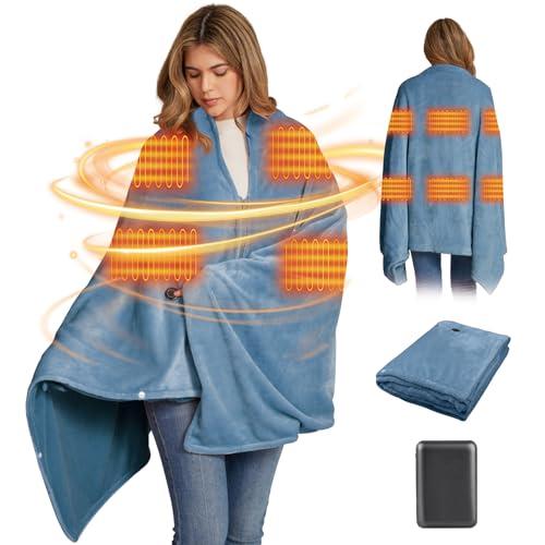 Heated Blanket Battery Operated Soft Cordless Heated Blanket Shawl Portable Heated Throw Blanket Poncho Wraps Fast Heating