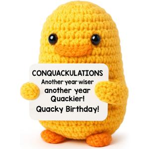 5 x Birthday Gifts for Women Men - Conquackulations Quacky Birthday, Inspirational Handmade Unique Duck Funny Happy Cheer Up Present Ideas for Her Him Coworker Girl Boy Sister Best Friend