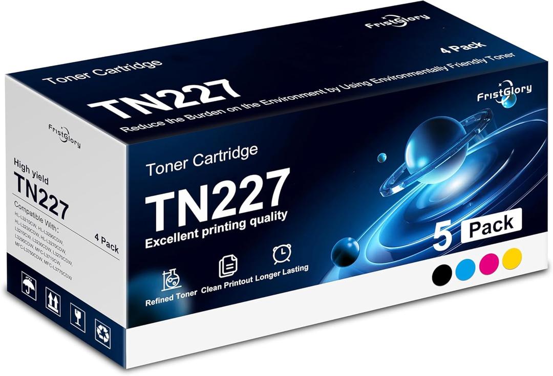 TN227 Toner Cartridge Remanufactured Replacement for TN-227 TN223 TN-227BK/C/M/Y for HL-L3270CDW HL-L3210CW MFC-L3770CDW MFC-L3750CDW HL-L3290CDW Printer 5-Pack