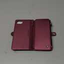 Defencase Compatible with iPhone SE 2020 2022 Case Wallet with RFID Blocking Card Holder for Women Men, PU Leather Magnetic Snap Flip Zipper Strap Wallet Phone Case Fit for iPhone SE/7/8, Wine Red