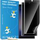JZG 2 Pack Privacy Screen Protector for Samsung Galaxy S23 Ultra, Anti Spy S23 Ultra Soft Film With Fingerprint Compatibility, Bubble Free (Transparent)