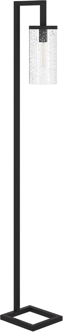 Henn&Hart 67.75" Tall Floor Lamp with Glass Shade in Blackened Bronze/Seeded, Floor Lamp for Home Office, Bedroom, Living Room