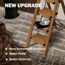 4 Step Ladder,Lightweight Folding Step Stool with Aluminum Wide Pedal& Convenient Handgrip,330lbs Capacity Steel Ladder for Household and Office(Woodgrain)