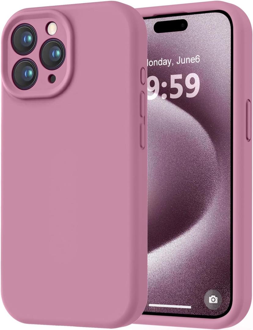 LOVE 3000 Designed for iPhone 15 Pro Max Case, Premium Silicone with [Soft Anti-Scratch Microfiber Lining] Shockproof Protective Phone Case for Men Women Girls 6.7", Lavender Purple
