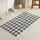 TYUU Waffle Bath Mat, Boho Bathroom Rugs Non Slip Washable Absorbent Checkered Bathroom Mat Quick Dry Farmhouse Bathroom Decor, 48"x24" Black and White