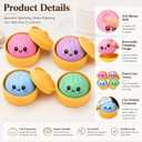 2PCS Dumpling Squishies Fidget Sensory Toys with Food Steamer,Colorful Stretch Squeeze Dough Ball Stress Balls,Hand Desk Toy for Stress Relief Gifts