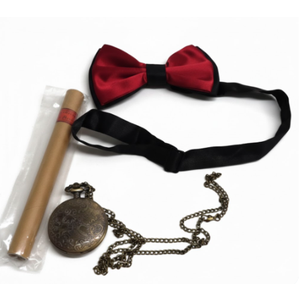 3 Pcs 1920s Mens Costume Accessories Set Includes Pocket Watch Bow-Tie for Men 