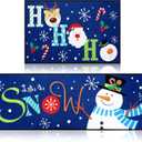 Ceenna 2 Pcs Winter Blue Snowman Rug Decorative Kitchen Doormat Let It Snow Doormat Set Winter Washable Non Slip Floor Rugs Christmas Santa Claus Floor Mat for Front Porch Door Bathroom