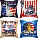 Mindsoft 250th Anniversary Patriotic Pillow Covers 18x18 Inch Set of 4 American Flag 4th of July Pillow Cover Red White and Blue 1776-2026 Pillowcase for Memorial Day Independence Day Sofa Couch Decor