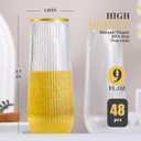 48 Pack Stemless Plastic Champagne Flutes Disposable 9 Oz Clear Plastic stripe Champagne Glasses Mimosa Glasses with Gold Rim Unbreakable for Party Wedding Birthday (Heavy Duty)