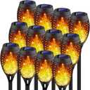Kurifier 12Pack Flickering Flame Solar Torch Lights for Garden Decor, Waterproof Solar Lights Outdoor Decorative, Garden Outdoor Decorations for Yard Porch Lawn Patio Outside Decor-Luces Solares (Orange)