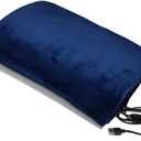 USB Heated Blanket, Heating Lap Blanket Throw, Wearable Soft Outdoor Cozy Travel Throw for Stadiums, Picnics, Travel, Camping, Hiking, and Wheelchair Use, Dark Blue