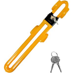 Steering Wheel Lock, Heavy Duty Anti-Theft Car Device Wheel Lock with 2 Keys, Adjustable Steering Wheel Locking Gear Great Deterrent for Vehicle Security, Car Accessories (Yellow)
