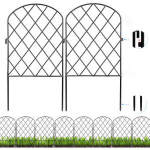 Decorative Garden Fence 24 Pack,24 Ft (L) X 24 in (H) Black Mesh Rustproof Metal Fence, Animal Barrier Fence for Small Dog, Border Folding Patio Fences,Outdoor Flower Bed Landscape Decor