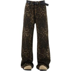 Y2K Leopard Jeans for Women - Baggy Unisex Cheetah Print Straight Leg Denim with Pockets, Casual Streetwear