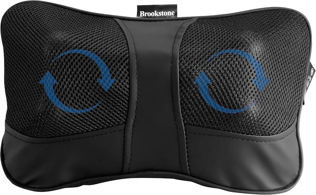 Brookstone - Shiatsu Neck & Back Massager with Heat, Deep Kneading Massage Pillow for Neck, Shoulders, Back & Legs, Portable Electric Massager for Home, Office & Car