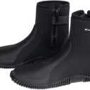 XUKER Neoprene Diving Boots, 5mm 3mm Water Shoes Wetsuit Booties Men Women with Anti-Slip Rubber Sole Side Zipper (Black, S)